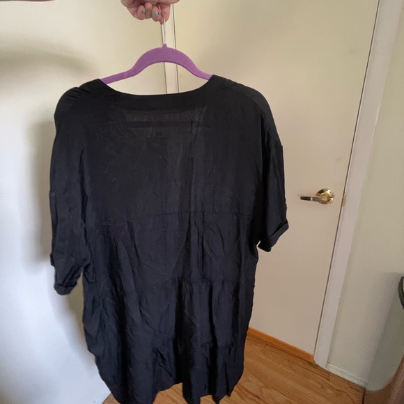 Large Short Sleeve Loose Fit Bathing Suit Swim Cover-up Flowy Beach Mini Dress - Picture 4 of 10